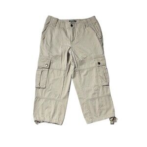 Lauren Ralph Lauren Womens 4 Khaki Cargo Pocket Cropped Pants Tie Hem 29x20